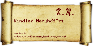 Kindler Menyhért névjegykártya